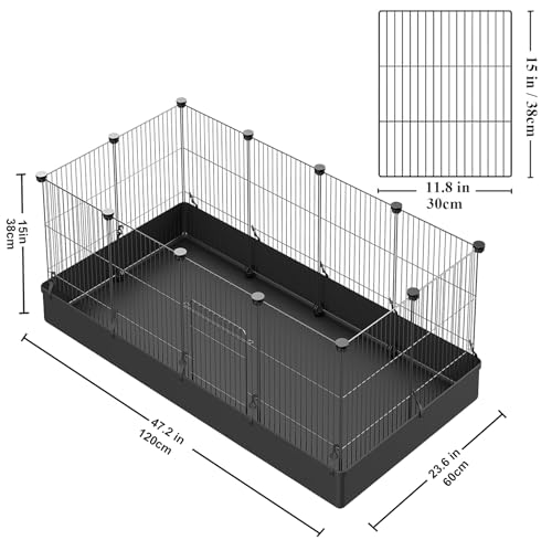 LANGXUN 24pcs DIY Small Animal Pet Playpen with Waterproof Mat, C&C Cage for Puppy Kitten, Rabbit Cage,Guinea PigsGuinea Pig Cages | Indoor & Outdoor Portable Metal Wire Yard Fence, Metal Pet Panels - style: 24 Metal Panels (11.8'' x 15")