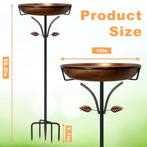 Metal Bird Bath for Outdoor, Vintage Free Standing Birdbathswith Metal Stake Stand,Detachable Bird Baths Feeder Bowl for Garden Patio Yard Lawn Decor,Upgraded 5-Pronged Base (Antique Bronze) - color: Vintage Bronze