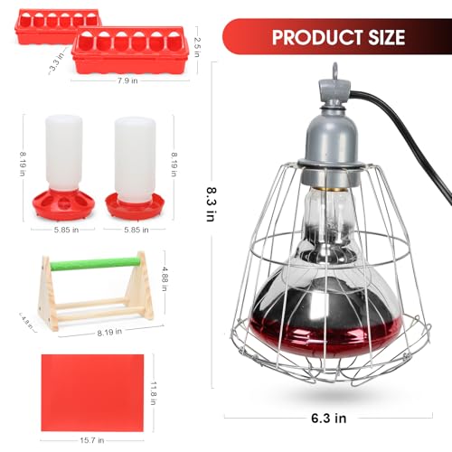 Chick Brooder Box, Chick Starter Kit with Heat Lamp, Chick Perch, Flip Top Poultry Feeder, Baby Chicken Supplies for Duck and Quail