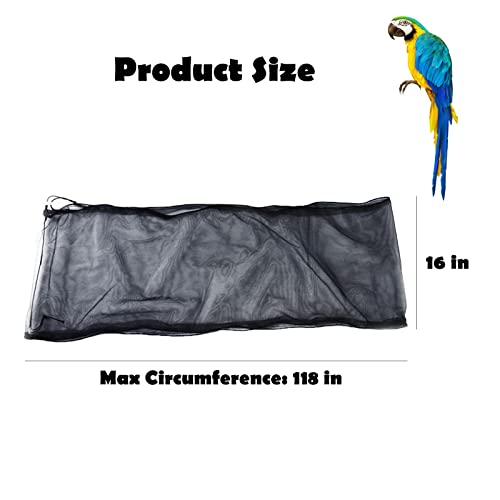 Bird Cage Seed Catcher, Large Airy Gauze Seeds Bird Cage Cover Guard Adjustable Bird Cage Cover Birdcage Seed Feather Catcher Universal Birdcage Parrot Bird Nylon Mesh Net Cover(L-118x16 in, Black) - color: Black, size: Large