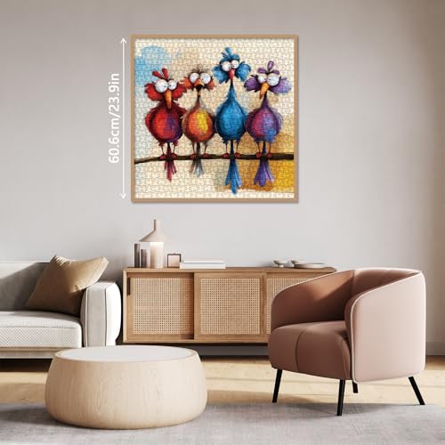 Fantasy Bird Puzzles for Adults 1000 Pieces, Funny Animal Art Jigsaw Puzzles, Colorful Chicken Impossible Puzzles - color: Pt-1040