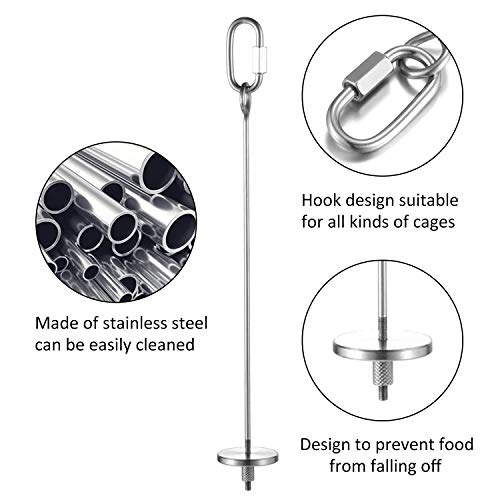 URBEST Bird Food Holder, Bird Feeders, Stainless Steel Parrot Fruit Vegetable Stick Holder, Treat Skewer (Small+Large)