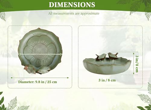 Large Ceramic Bird Bath Bowl Only, 10" Shallow Ground Bird Bath, Handmade Ceramic Birdbath Bowl for Outdoors, Wildlife Water Bowl for Outside, Garden, Tabletop, Balcony and Lawn - size: Shallow 9.8x3