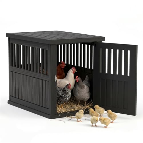 Durable Resin Chicken Coop End Table, Weatherproof - color: Black, size: 39.37"L x 28.35"W x32.83"H