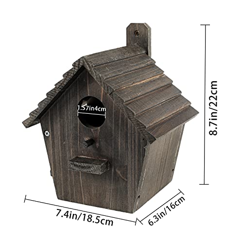 Bird House Black Birdhouse Bird Houses for Outside with Pole Wooden Bird House for Finch Bluebird House Cardinals Hanging Birdhouse Clearance Garden Country Cottages B8-2 - color: black