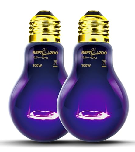 REPTI ZOO 2Pack Reptile Heat Lamp 100W Reptile Night Heat Bulb Night Heat Lamp Without UVA for Turtle Bearded Dragon Gecko Lizard and Snake E26/E27 Purple