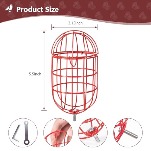 SheeChung Metal Suet Ball Holder Compatible with Bird Buddy,5mm Screw Hole | Smart Feeder Replacement Part,Bird Buddy Accessories,Suet Holder,Easy Attachment for Bird Feeders,Easy to Clean & Refill - color: Red Oval, size: only Suet Ball Holder