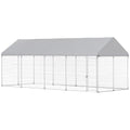 PawHut Outdoor Dog Kennel for Large Breed 20' x 7.5' x 8' w/Secure Lock | Heavy Duty Large Dog Kennel Outside, Waterproof Roof, Galvanized Chain Link Pet Enclosure, for Chicken, Duck - size: 236.2"L x 90.6"W x 94.5"H