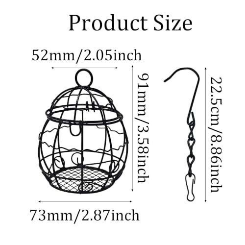 Metal Suet Ball Bird Feeder with Hanging Hook, Outdoor Fat Ball Bird Feeder for Wild Birds Outdoor Garden(Black)