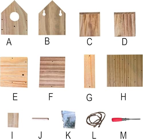 Hanging Bird House with Windproof Holder, Cedar Wooden Bird House for Finch Bluebird Cardinals, Bird Nest Feeder W/Rain Awning Kit for Outdoor Backyard Courtyard Patio Decor (DIY Detachable) - style: Bird House With Holder Set