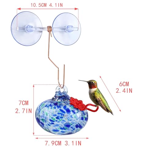Glass Window Hummingbird Feeder with Suction Cup for Close Bird Watching - color: 1Pcs-Blue