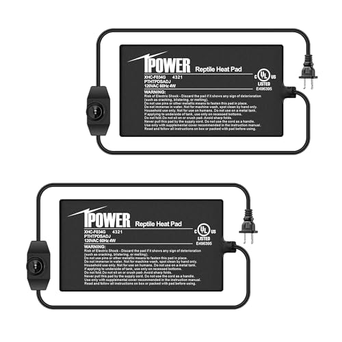 iPower 4x7 Inch Reptile Heating Pad with Adjustable Controller Knob, Under Tank Heater Mat for Turtles, Lizards, Snakes, Amphibians & Small Pets, 2 Pack - size: 4 X 7 Inch, style: 2 Pack Heat Pad with Adjustable Knob