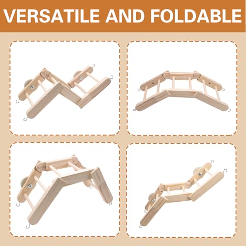 Flexible Wooden Bird Ladder Climbing Toys, Adjustable Pet Cage Accessories Stairs & Platform Enrichment Toy for Parakeets, Parrots, Cockatoo & Lovebirds, Rats, Chipmunk, Gerbil, Mice