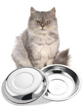 VENTION Stainless Steel Shallow Cat Food Bowl 7.3 Inch, Medium Whisker Fatigue Cat Food Dish 20.2 Fl.oz, Replacement Basic Kitten Bowls Bulk for Elevated Stand, Dishwasher Safe (Set of 2) - size: 7 3/10 Inch-Outer Dia.