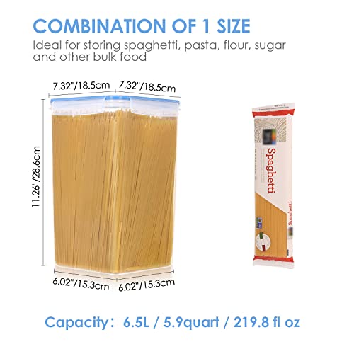 Vtopmart 6.5L Flour Sugar Storage Containers, 4 PCS, Blue | For Bulk Flour and Sugar Storage, Airtight Seal, Multiple Sizes, BPA Free, Food Grade Material, Dishwasher Safe (Not Lids) - color: Blue, size: 6.5L