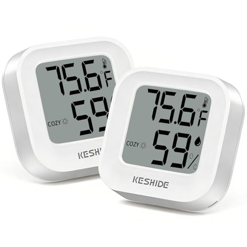 Digital Hygrometer Thermometer for Room Temperature Humidity Meter Indoor Thermometer Accuracy Calibration LCD Temperature Sensor, Bedroom, Baby Room, Office, Greenhouse, Cellar - color: White