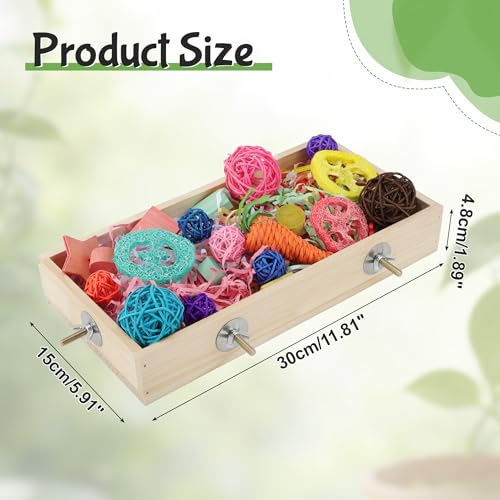 Bird Foraging Toys Box, Wooden Foraging for Birds, Colorful, L | Wooden Foraging and Shredding Toy for Birds, Bird Box for Mental Stimulation - color: Wood Color, Multicolor, size: Large