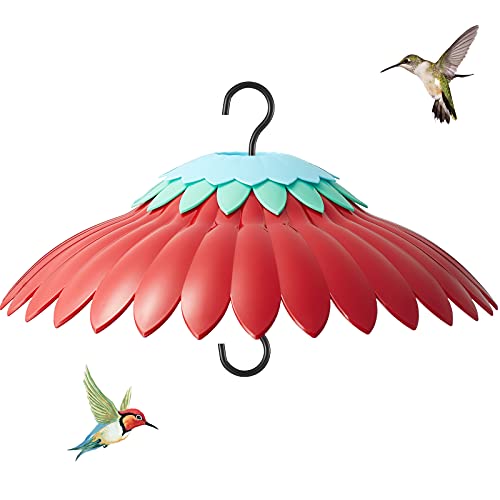 Beserie Squirrel Baffle for Hanging Bird Feeder Rain Cover for Outside Weather Guard Protect Feed from Sun Blue Dome Attract Hummingbirds, Moat Proof, Easy to Clean-14inch(Red) - color: Red01 14in