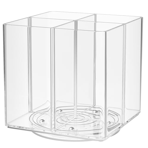 Drink Packet Organizer, Rotating Turntable Organizer with 4 Compartments | Clear Lazy Susan for Powdered Drink Mix, Water Flavor Packets, Coffee, Tea – Space-Saving Countertop Organizer - size: 1 Pack - 4 Section