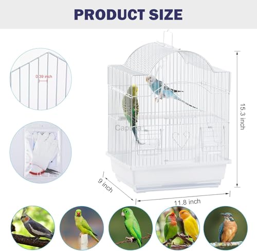 Small Bird Cage, Lightweight Hanging Travel Cage with Removable Tray | Easy to carry and clean, ideal during short trips, camping and vet visits with parakeets, canaries, lovebirds and finches. - size: 11.8"L x 9.0"W x 15.3"H