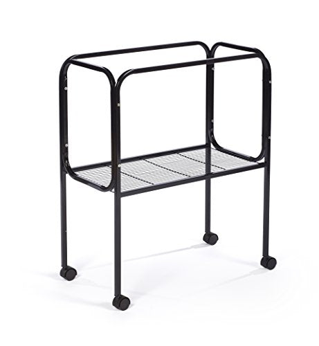 Prevue Pet Products Bird Cage Stand with Shelf - Medium Metal Cage Stand with Rolling Wheels, Bird Stands for Inside, Mid‑Height Shelf for Cage Accessories, Toys, and Storage - Black - color: Black, size: 19.0"L x 19.0"W x 27.0"H