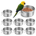 Bird Cage Feeder, Bird Feeder for Cage, 8 Pcs 10OZ Stainless Steel Parrot Food Water Bowls with Clamp Holder, Hanging Feeding Dish Cups for Cockatiel Parakeet Conure Budgie Lovebird Small Animal - color: 8pcs-10oz Stainless Steel Bird Bowls with Clamp