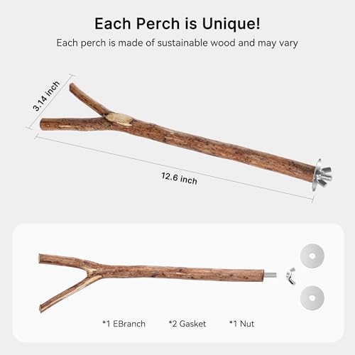 Niteangel Natural Wooden Perches for Bird Cages - Ideal for Cockatiels, Parakeets, Finches & Other Caged Birds (No-Bark, 2 Pack) - color: No-Bark