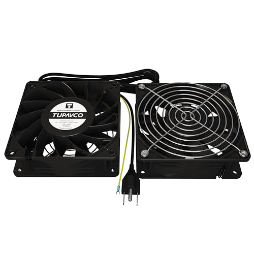 Network Cabinet Fan (2pc) for Server Rack Cooling - Tupavco TP1510 | Dual fan kit for 19in network cabinets - easy rackmount muffin fan for high performance cooling, 120mm/4in size