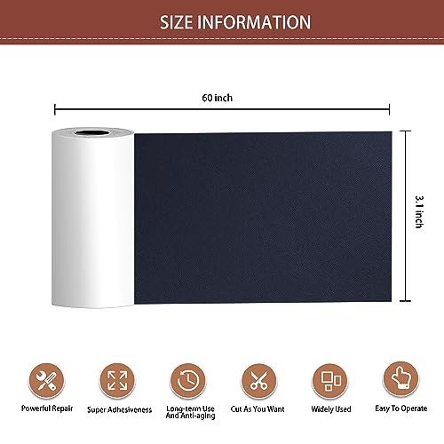 Leather Repair Patch Tape Kit, Self Adhesive Leather Repair for Furniture, Couch, Sofa, Car Seats,Office Chair,Vinyl Repair Kit.3.1inx60in - color: Dark Blue, size: 3.1 in x 60 in