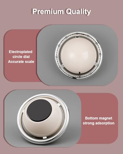 Kitchen Timer for Cooking, Magnetic Mechanical Timers - No Batteries Required - Loud Alarm, Wind Up Manual 60-Minute Countdown Reminder for Cooking, Baking, Exercise, Study, Working, Off-White - color: Off-white