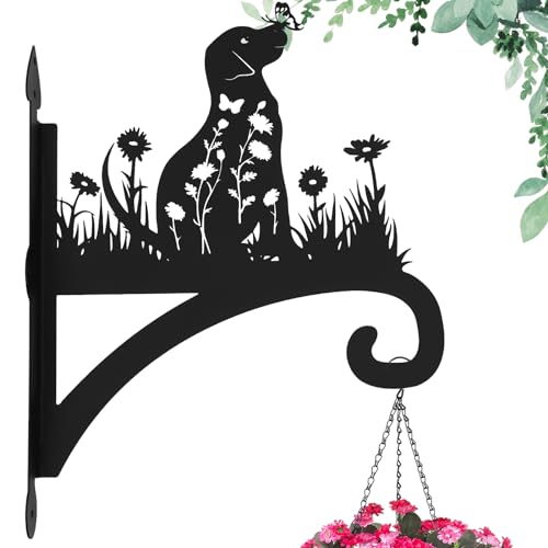 Plant Hangers Outdoor Heavy Duty Iron Decorative Dog Silhouette Plant Hooks for Hanging Baskets 11 inch Hanging Plant Bracket Wall Hooks for Flower Pot Lantern Bird Feeder Wind Chimes - color: Dog
