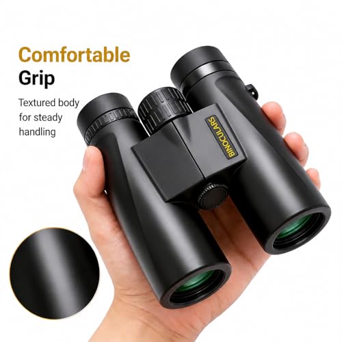 Asacam 12x42 Binoculars for Adults, HD BAK4 Prism for Bird Watching - color: Solid Black