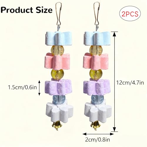 Hamiledyi 2Pieces Parrot Beak Trimmer Calcium Stone Chinchilla Grinding Teeth Lava Block Bird Beak Trim Pumice Toy Mineral Rock Chewing Toys with Bell for Conure Budgies Parakeet Hamster Rabbit - size: 2Pieces