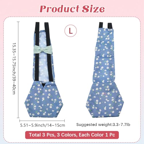 CREATCABIN 3Pcs 3 Styles Indoor Chicken Diaper Pet Duck Diapers Polyester Washable Waterproof Adjustable Reusable Ducking Clothes with Bow Tie for Real Chickens Birds Accessories 15.35 x 5.9 Inch