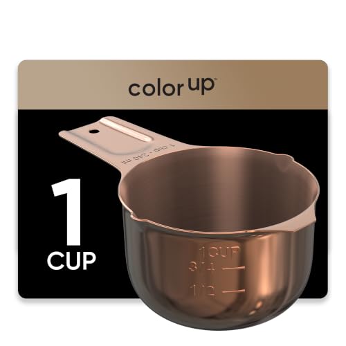 Color Up 1 Cup Measuring Cup (240 ml) – Premium Copper Stainless Steel, Accurate for Wet & Dry Ingredients, Embossed Markings, Easy-Pour Spouts, Dishwasher-Safe, Kitchen Essential - size: 1 Cup (240 ml) Copper