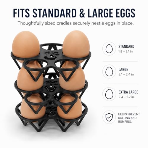 Stackable Egg Holder for Refrigerator – Space-Saving Fridge Egg Storage Rack | Countertop Egg Organizer Tray | Compact Vertical Design for Kitchen