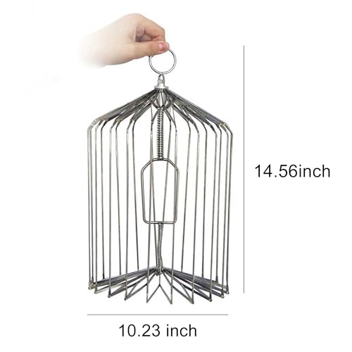 Appearing Bird Cage for Stage Magic, Silver Steel Folding Dove Cage - Professional Magician Prop Gimmick (Medium Size)