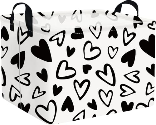 Rectangular Valentines Day Gift Basket Empty,Heart Gift basket Organizer Bins for Girls Room Decor,Nursery hamper,Easter decor(Lovely black heart) - color: Lovely black heart
