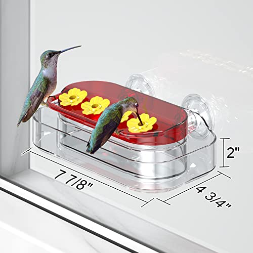 Redboat 2 Pack Window Hummingbird Feeder | Strong Suction Cup Hummingbird Feeder with 4 Feeding Ports, Easy to Clean and Refill Plastic Humming Bird Feeder,Gifts,10oz - size: 2 PC