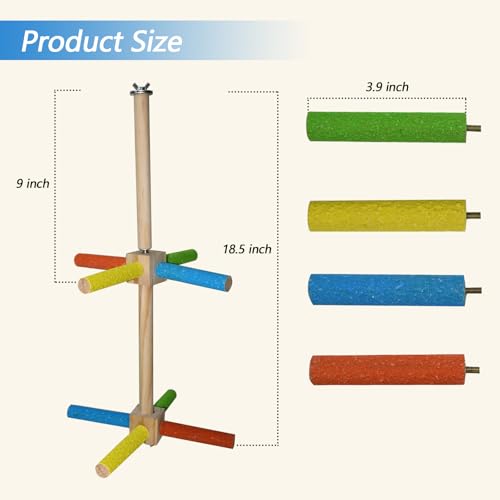 Double Layer Bird Play Gym with 360° Rotating Perch & Exercise Wheel - Interactive Training Stand for Small & Medium Parrots, Parakeets, Cockatiels, Lovebirds