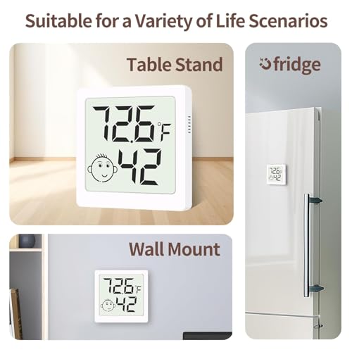 Mini Humidity Meter Hygrometer 12 Pack Room Thermometer Indoor Digital Temperature and Humidity Monitor for Home House Office Garden and Cellar - style: Style A-White-12pcs
