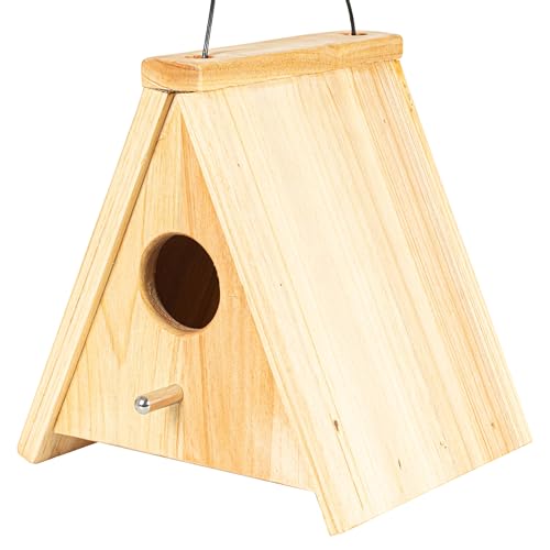 Wooden Bird Houses for Outside Hanging Birdhouses Nest Bluebird House for Cardinals Finch Wren Swallow for Garden Viewing 8 - size: 7inch × 5.8inch × 7.5inch
