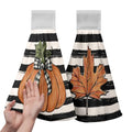 Fall Pumpkin Maple Leaves Kitchen Towels with Hanging Loop Autumn Thanksgiving Stripe Hand Tie Towels Soft Absorbent Fingertip Bath Towel Oven Stove Dish Washcloths Set of 2 - color: Fall Stripe
