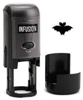 Infusion Round Teacher Stamp, Holiday, 3/4'' Self-Inking Rubber Stamp - Halloween BAT - Black Ink - color: Halloween Bat