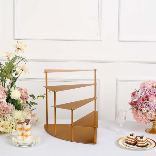 Efavormart 17" Tall 4-Tier Gold Metal Spiral Stairway Cupcake Display Stand, Dessert Cake Step Pedestal Tray - color: Gold, size: 4-Tier 17" Spiral