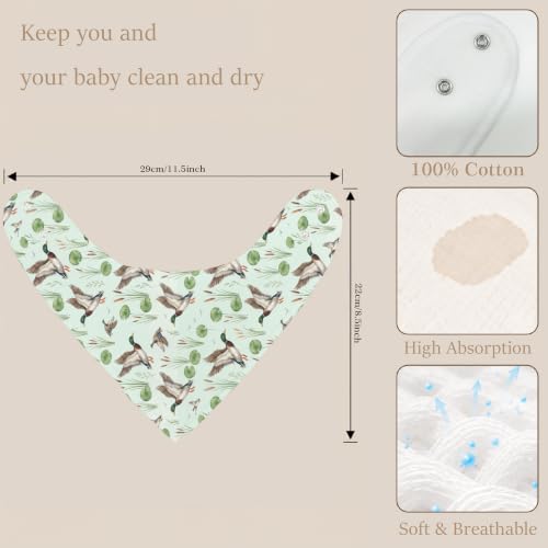 Baby Organic Cotton Teething Cloth Newborn Baby Burp Cloth Bandana Drool Cloth for Drooling Cotton Baby Gifts - color: Mallard Duck
