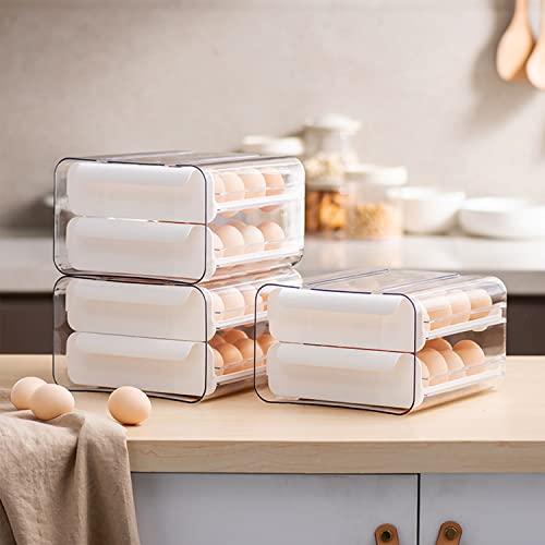 Fridge Organizers and Storage, Egg Organizer Container for Refrigerator | Large Capicity Transparent, Stackable Plastic Egg Holder