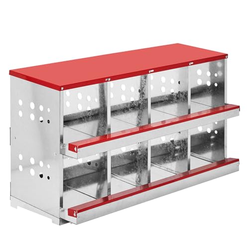 8 Compartment Roll Out Chicken Nesting Box with Basket, Egg Nest Box Chicken Laying Box Hens Chicken Coop Box,