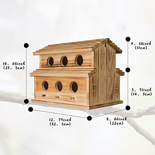 Bird Houses for Outside,6 Hole Outdoor Bird House - Room for 6 Bird Families - Bluebird, Finch, Cardinals Hanging Bird Houses for Garden & Yard