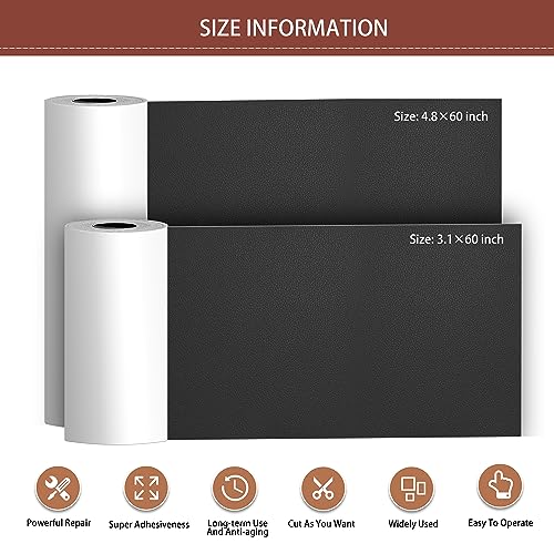Besezx Leather Repair Patch Tape Kit, Self Adhesive Leather Repair for Furniture, Couch, Sofa, Car Seats,Office Chair,Vinyl Repair Kit.4.8inx60in - color: Black-Litchi Grain, size: 4.8 in x 60 in